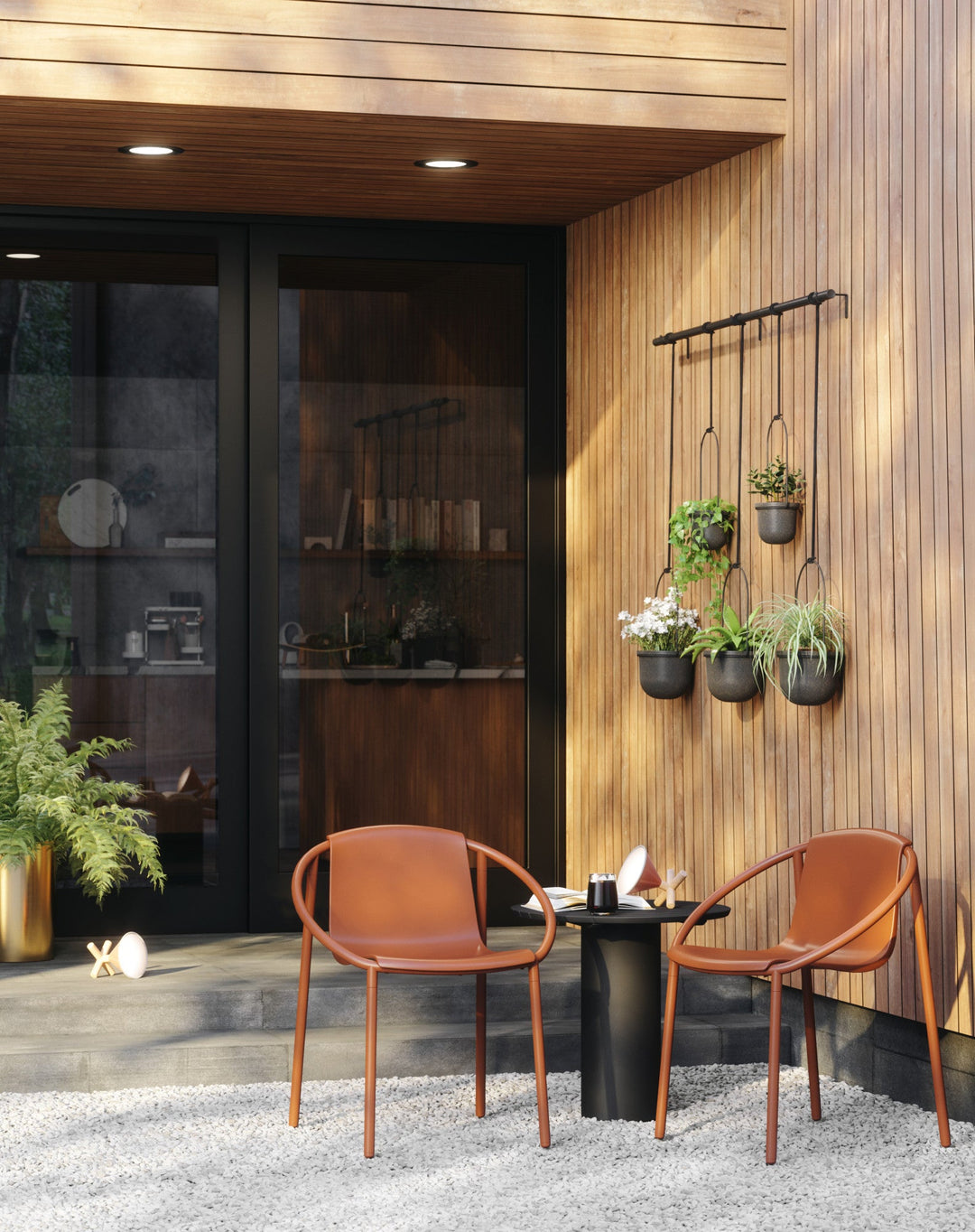 Hanging Planters | color: White-Brass