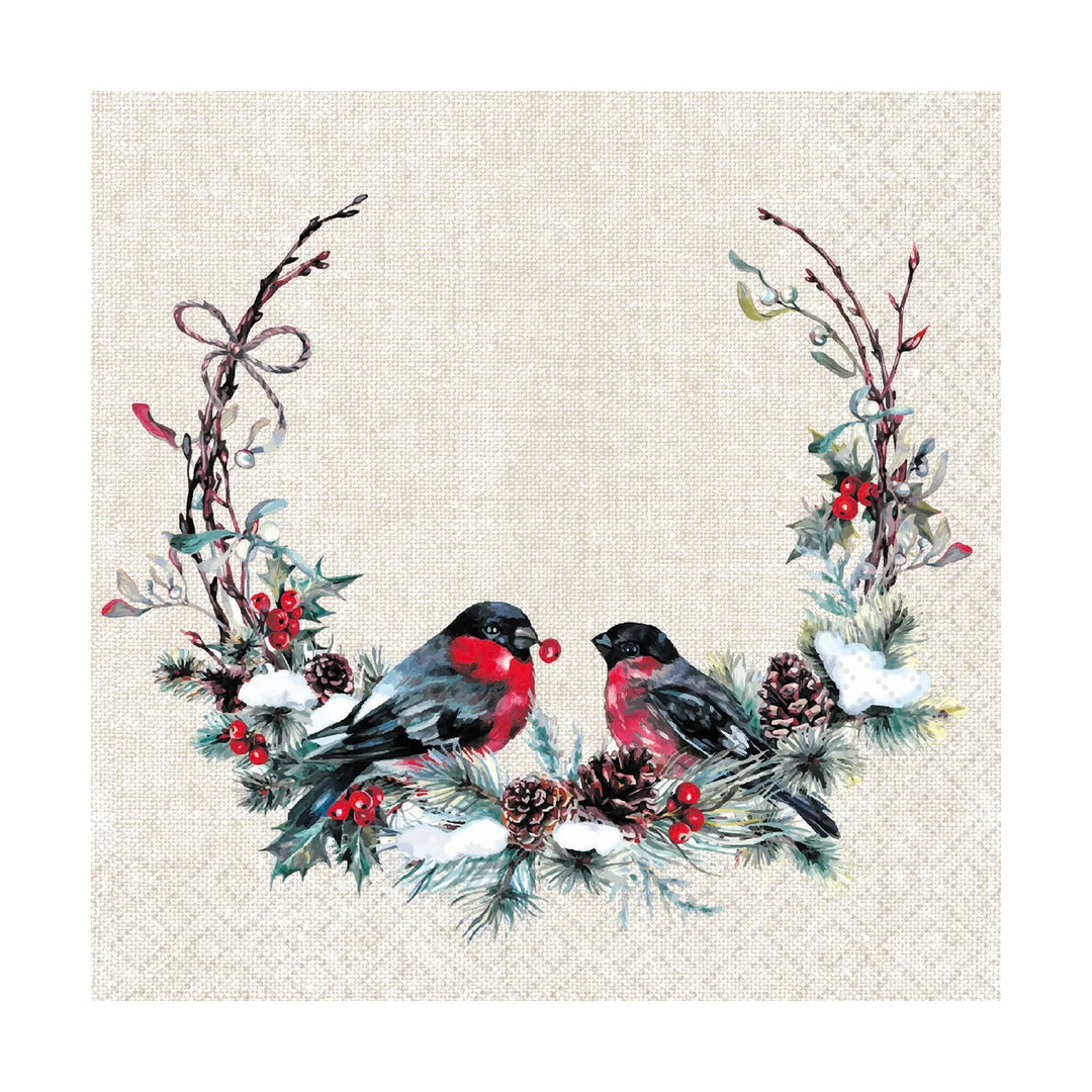 Birds in Wreath - Cocktail Napkin