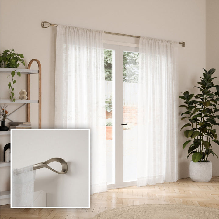 Single Curtain Rods | color: Eco-Friendly Nickel | size: 42-120"""" (107-305 cm) | diameter: 1"""" (2.5 cm)