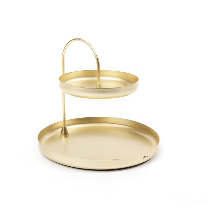 Poise Two Tiered Tray Brass