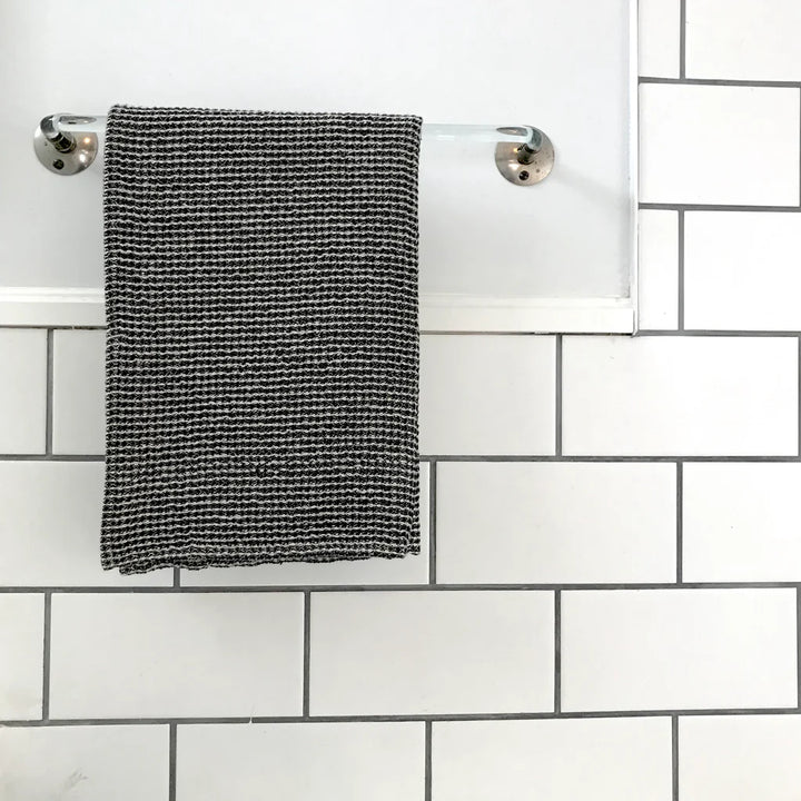 Black Linen Waffle Hand Towel (2 Sizes)