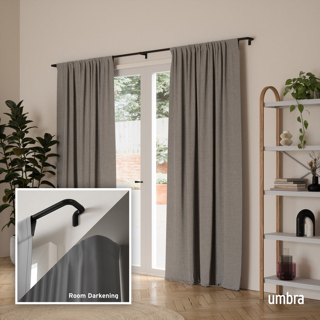 Single Curtain Rods | color: Matte-Black | size: 66-144"""" (168-365 cm) | diameter: 3/4"""" (1.9 cm)