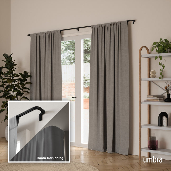 Single Curtain Rods | color: Matte-Black | size: 30-84"""" (76-213 cm) | diameter: 3/4"""" (1.9 cm)