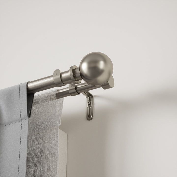 Double Curtain Rods | color: Eco-Friendly Nickel | size: 36-72"""" (91-183 cm) | diameter: 1 & 3/4"""" (4.44 cm)