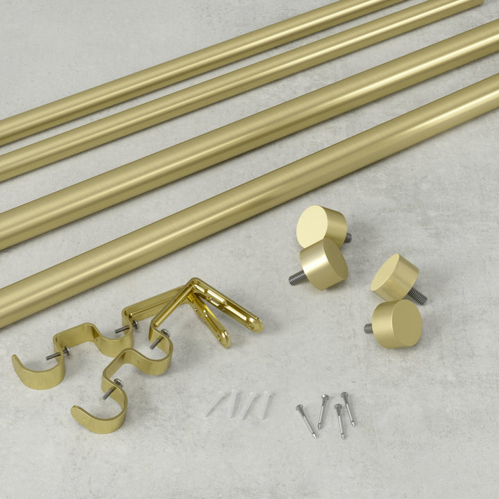 Double Curtain Rods | color: Brass | size: 120-180"""" (305-457 cm) | diameter: 1"""" (2.5 cm)