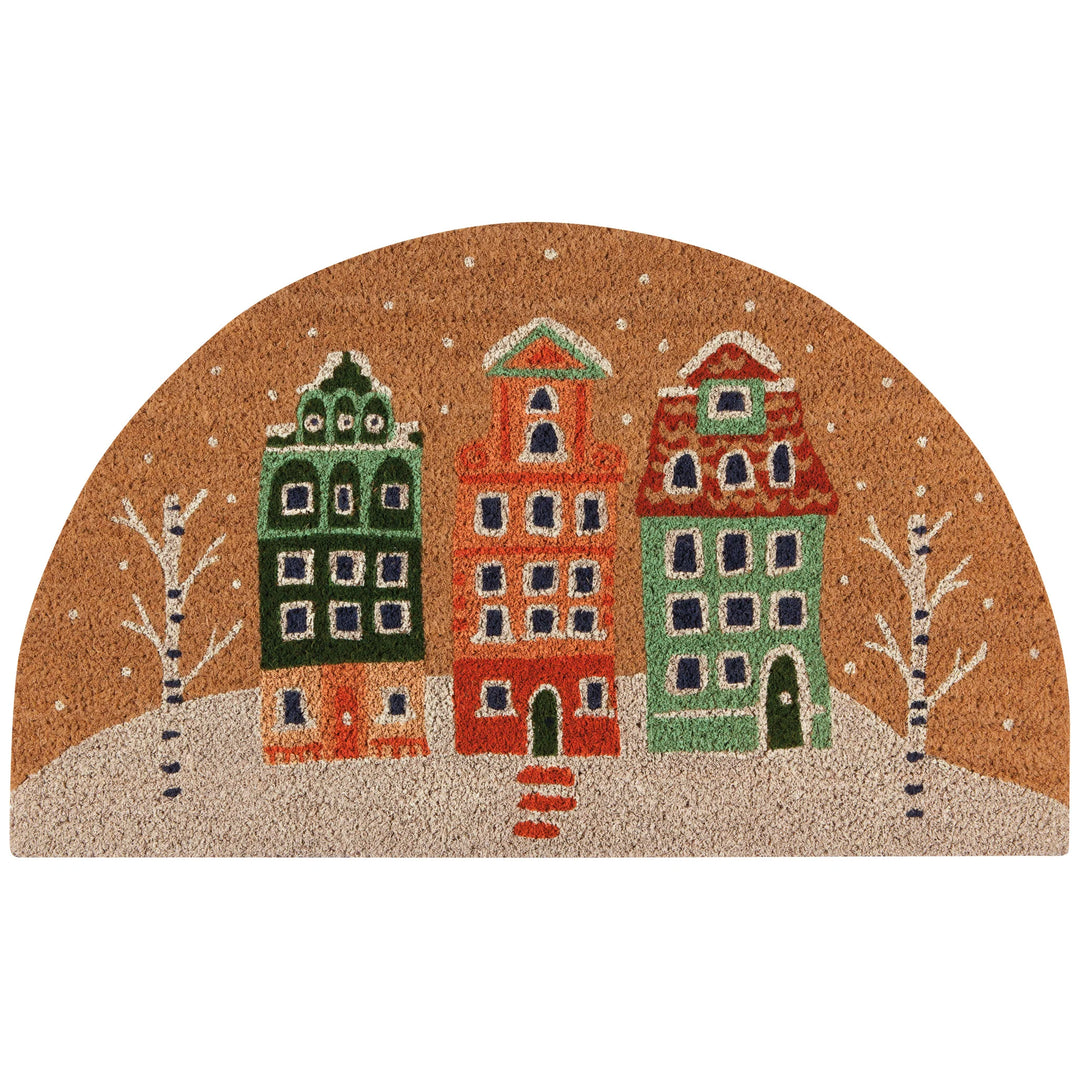 Candy Cane Lane Shaped Coir Fibre Doormat by Danica