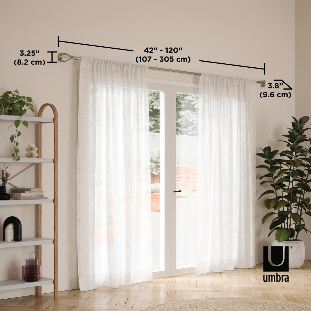 Single Curtain Rods | color: Eco-Friendly Nickel | size: 42-120"""" (107-305 cm) | diameter: 1"""" (2.5 cm)