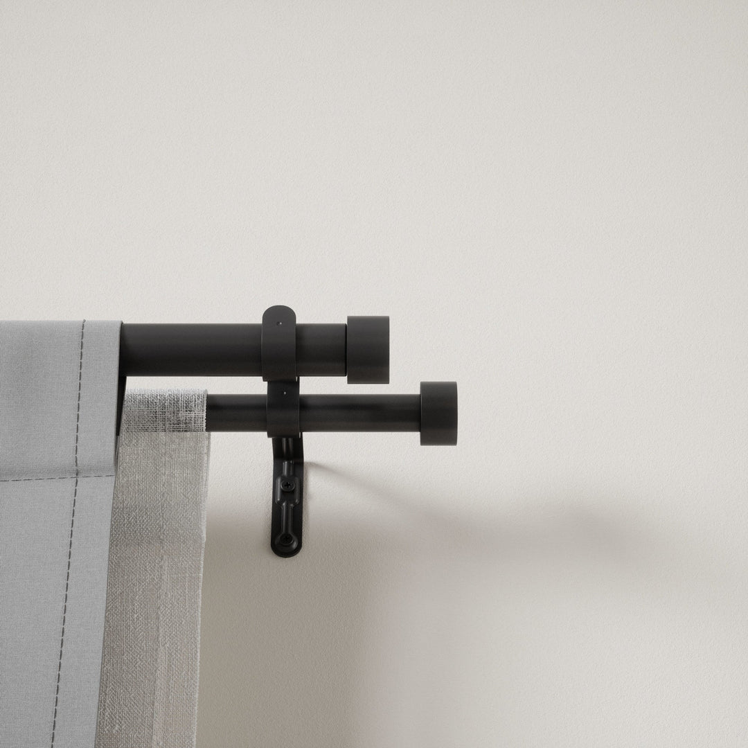 Double Curtain Rods | color: Brushed-Black | size: 120-180""""(305-457cm) | diameter: 1""""(2.5cm) | https://vimeo.com/625708718