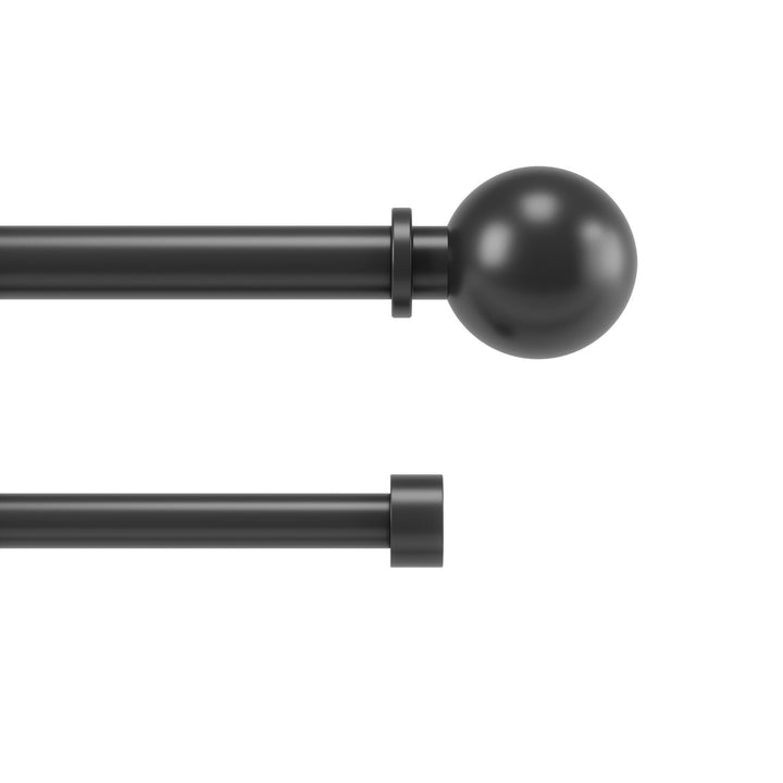 Double Curtain Rods | color: Matte-Black | size: 72-144"""" (183-366 cm) | diameter: 1"""" (2.5 cm)