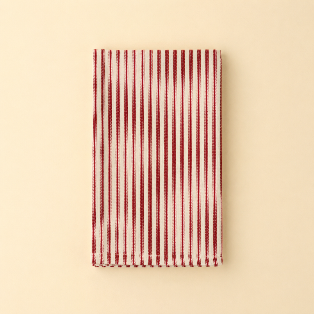 Ticking Tea Towel, Red