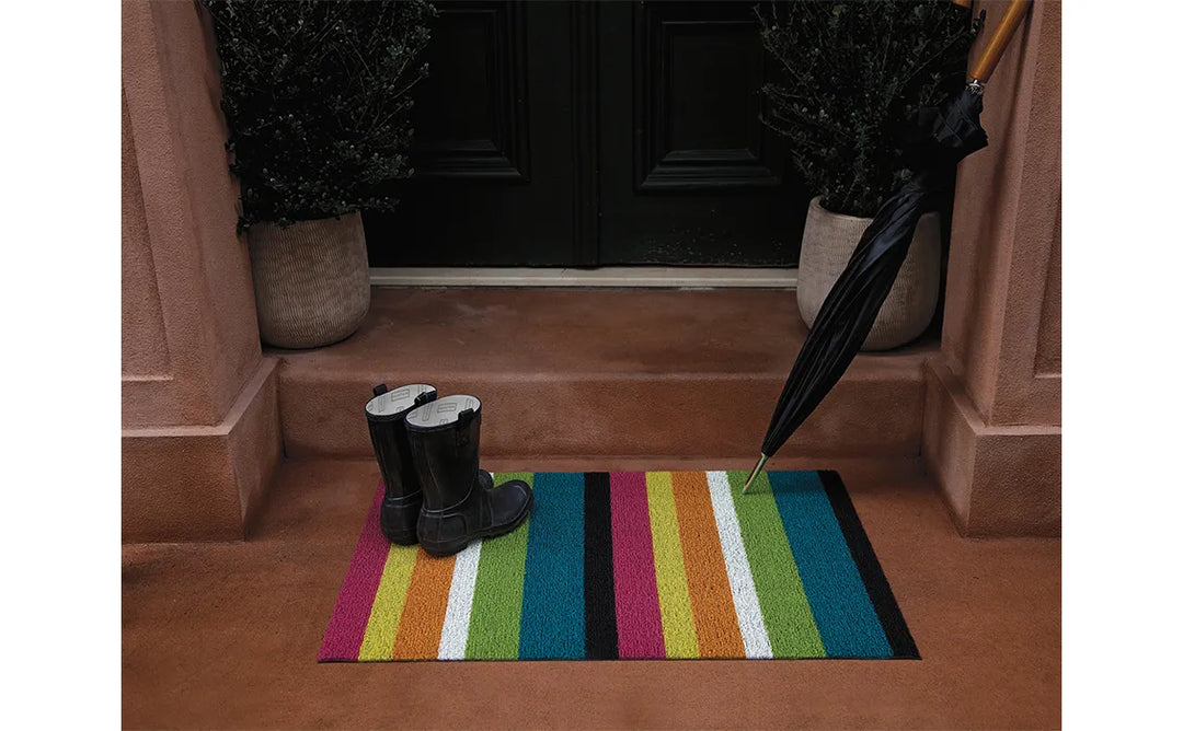 18"x28" Bold Stripe Shag Doormat, Multi