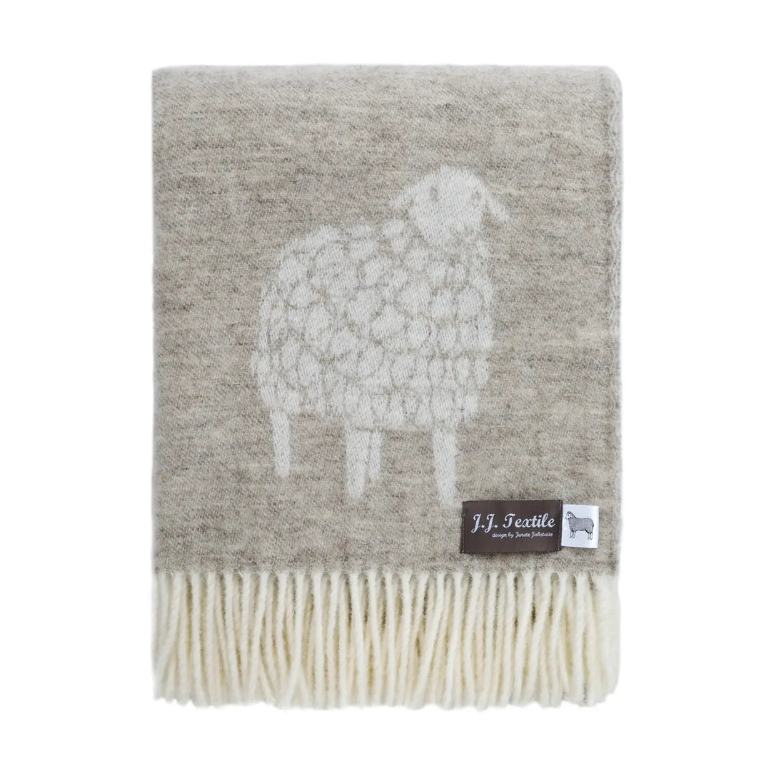 Sheep Beige Wool Throw