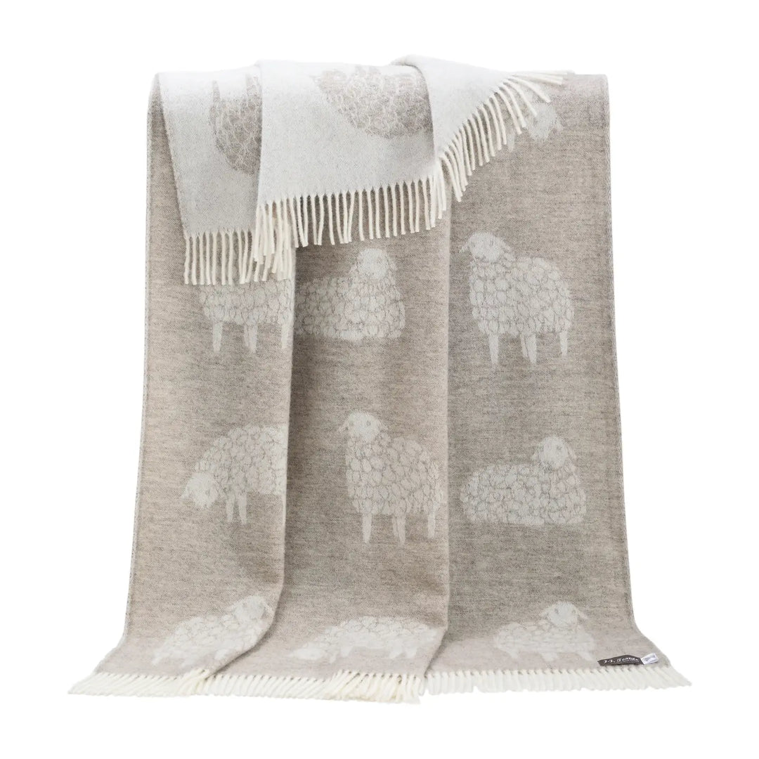 Sheep Beige Wool Throw