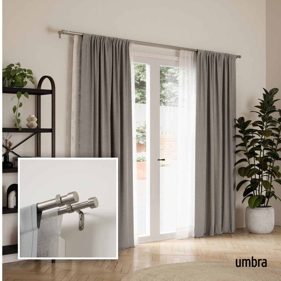 Double Curtain Rods | color: Nickel | size: 66-120"""" (168-305 cm) | diameter: 1"""" (2.5 cm)