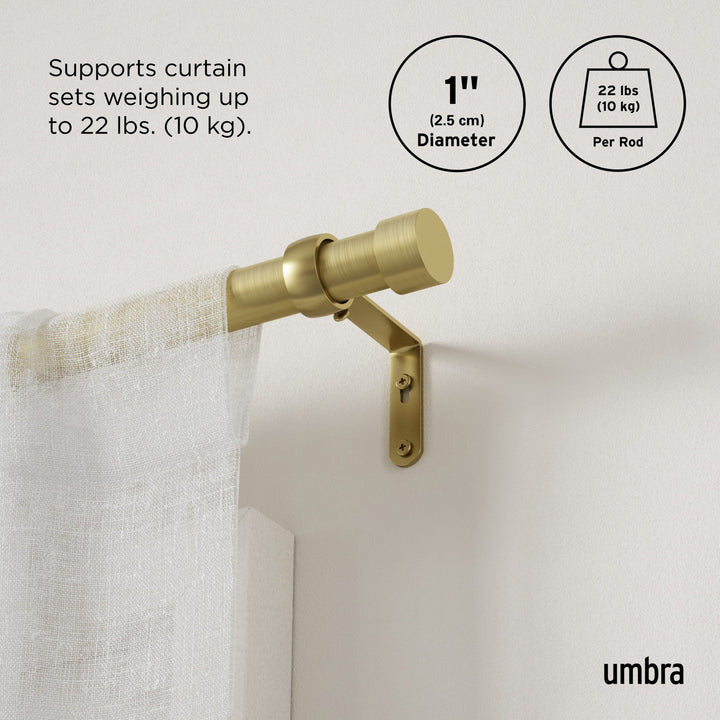 Single Curtain Rods | color: Gold | size: 66-120"""" (168-305 cm) | diameter: 1"""" (2.5 cm)