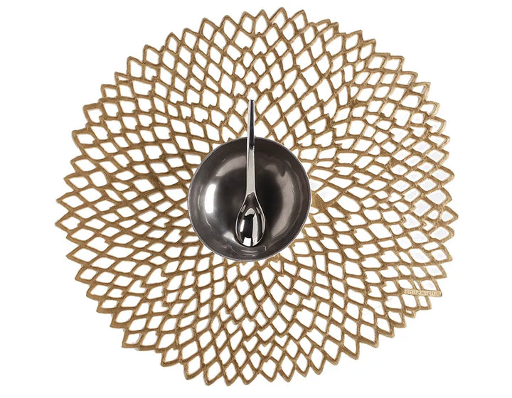 Dahlia Round Placemat, Brass