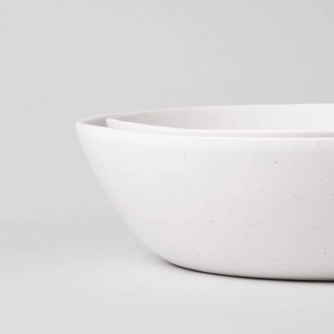 The Low Serving Bowls - Speckled White