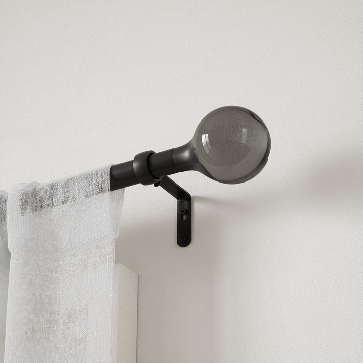 Single Curtain Rods | color: Eco-Friendly Matte-Black | size: 72-144"""" (183-365 cm) | diameter: 1"""" (2.5 cm) | https://vimeo.com/684799778