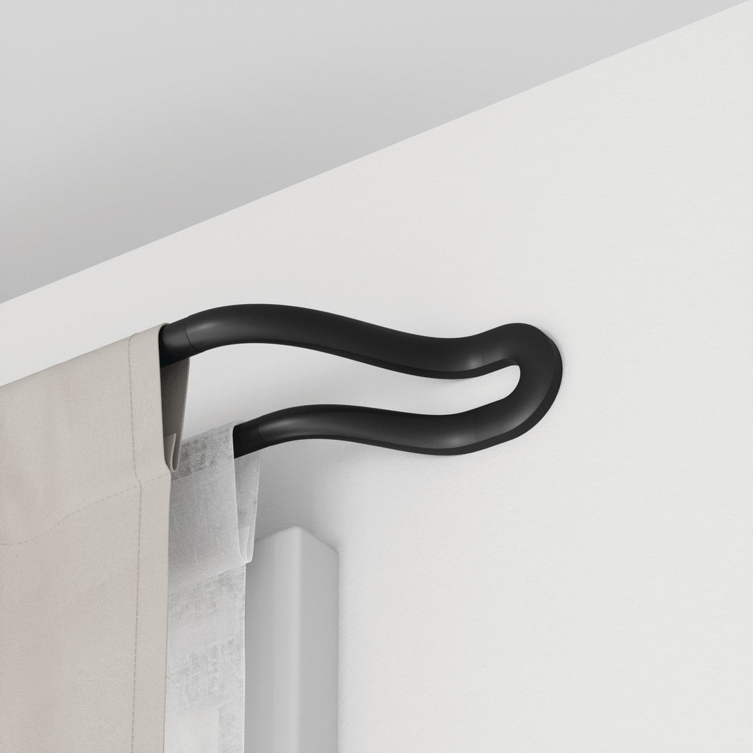 Double Curtain Rods | color: Matte Black | size: 42-120"""" (107-305 cm) | diameter: 3/4"""" (1.9cm) | https://vimeo.com/680591450