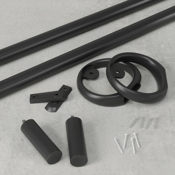 Single Curtain Rods | color: Matte-Black | size: 42-120"""" (107-305 cm) | diameter: 1"""" (2.5 cm)