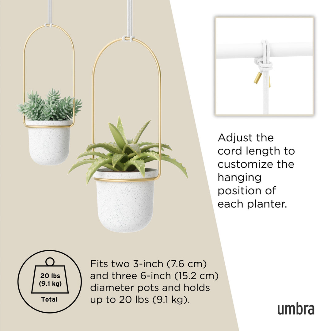 Hanging Planters | color: White-Brass