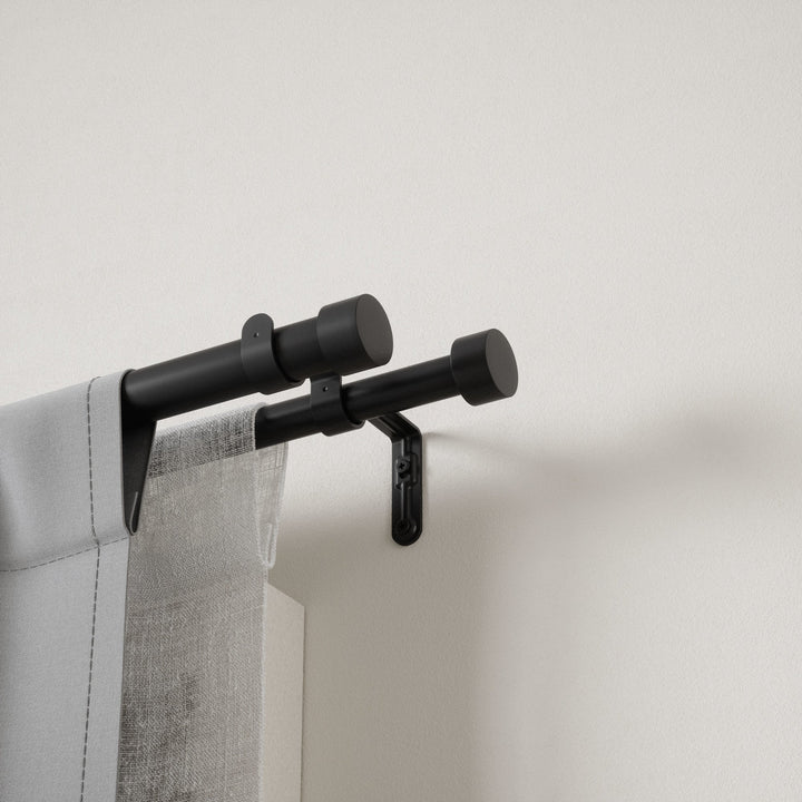 Double Curtain Rods | color: Brushed-Black | size: 66-120"""" (168-305 cm) | diameter: 1"""" (2.5 cm) | Hover