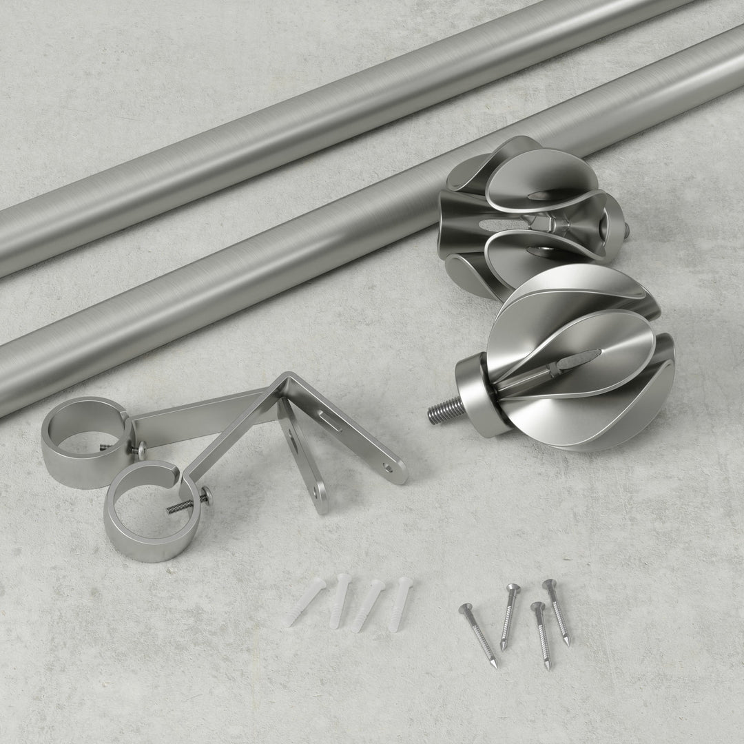 Single Curtain Rods | color: Eco-Friendly Nickel | size: 42-120"""" (107-305 cm) | diameter: 1"""" (2.5 cm)