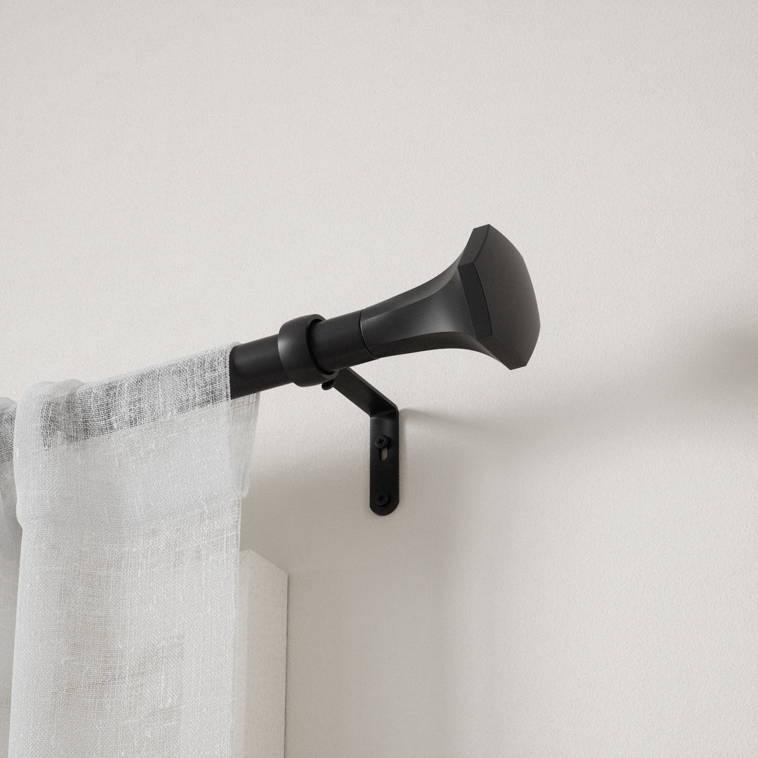 Single Curtain Rods | color: Eco-Friendly Matte-Black | size: 36-72"""" (91-183 cm) | diameter: 1"""" (2.5 cm)