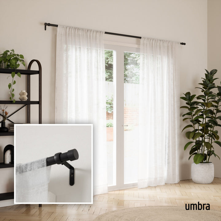 Single Curtain Rods | color: Matte-Black | size: 36-66"""" (91-168 cm) | diameter: 1"""" (2.5 cm)