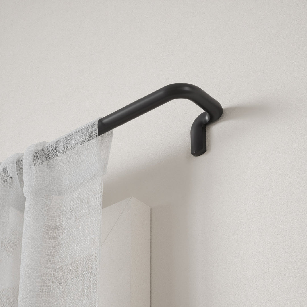 Single Curtain Rods | color: Matte-Black | size: 66-144"""" (168-365 cm) | diameter: 3/4"""" (1.9 cm)