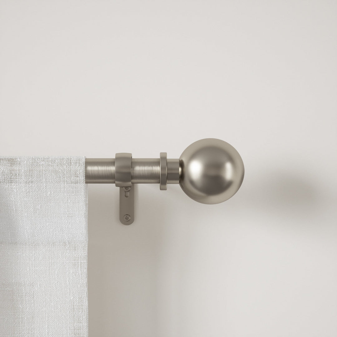 Single Curtain Rods | color: Eco-Friendly Nickel | size: 72-144"""" (183-365 cm) | diameter: 1"""" (2.5 cm)