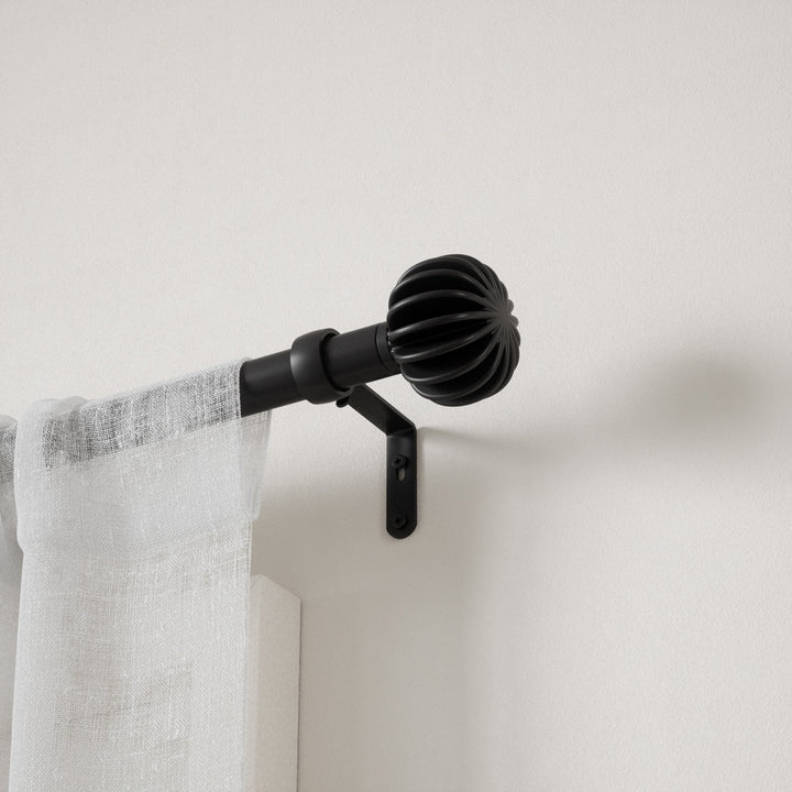 Single Curtain Rods | color: Eco-Friendly Matte-Black | size: 42-120"""" (107-305 cm) | diameter: 1"""" (2.5cm) | https://vimeo.com/684798936