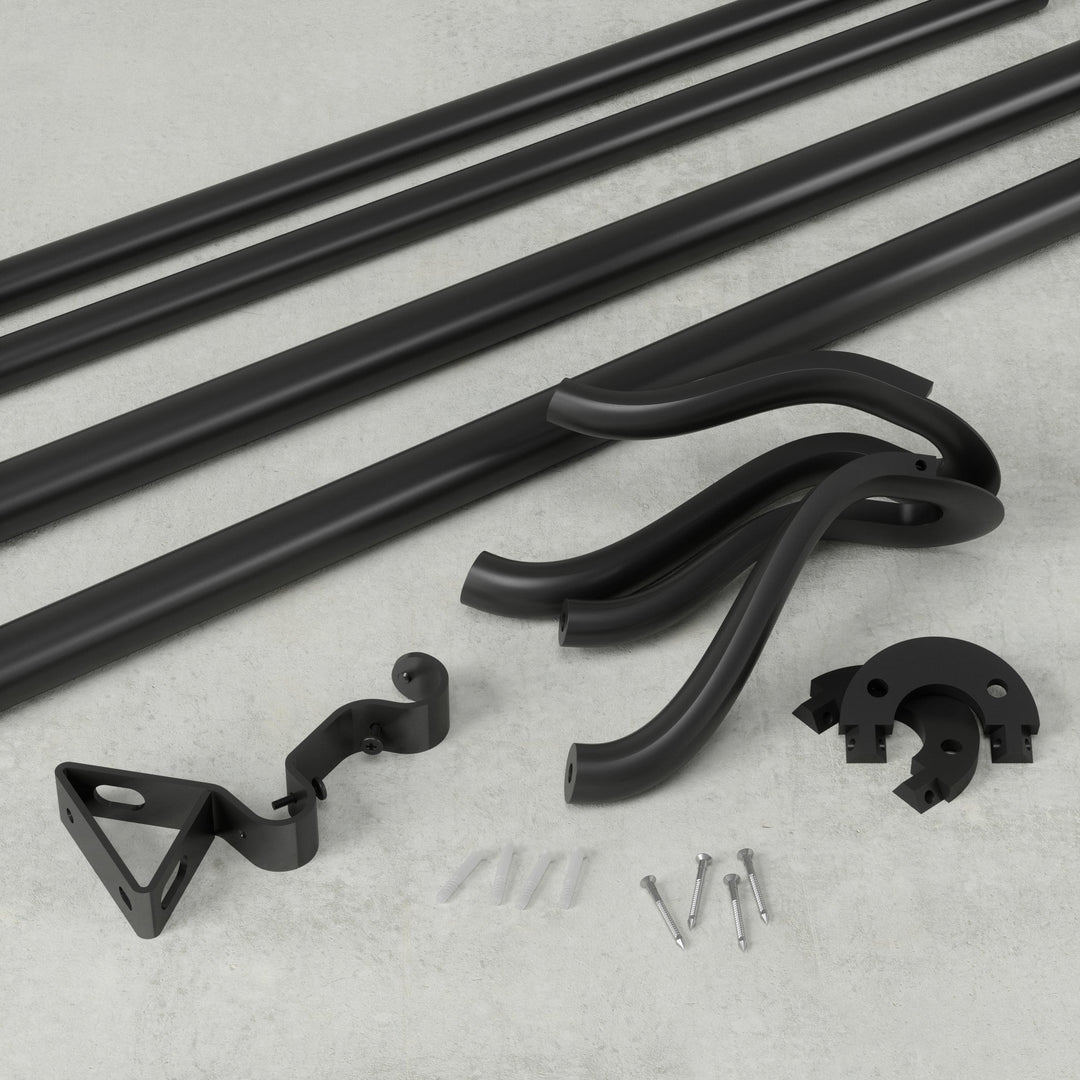 Double Curtain Rods | color: Matte-Black | size: 42-120"""" (107-305 cm) | diameter: 3/4"""" (1.9 cm)