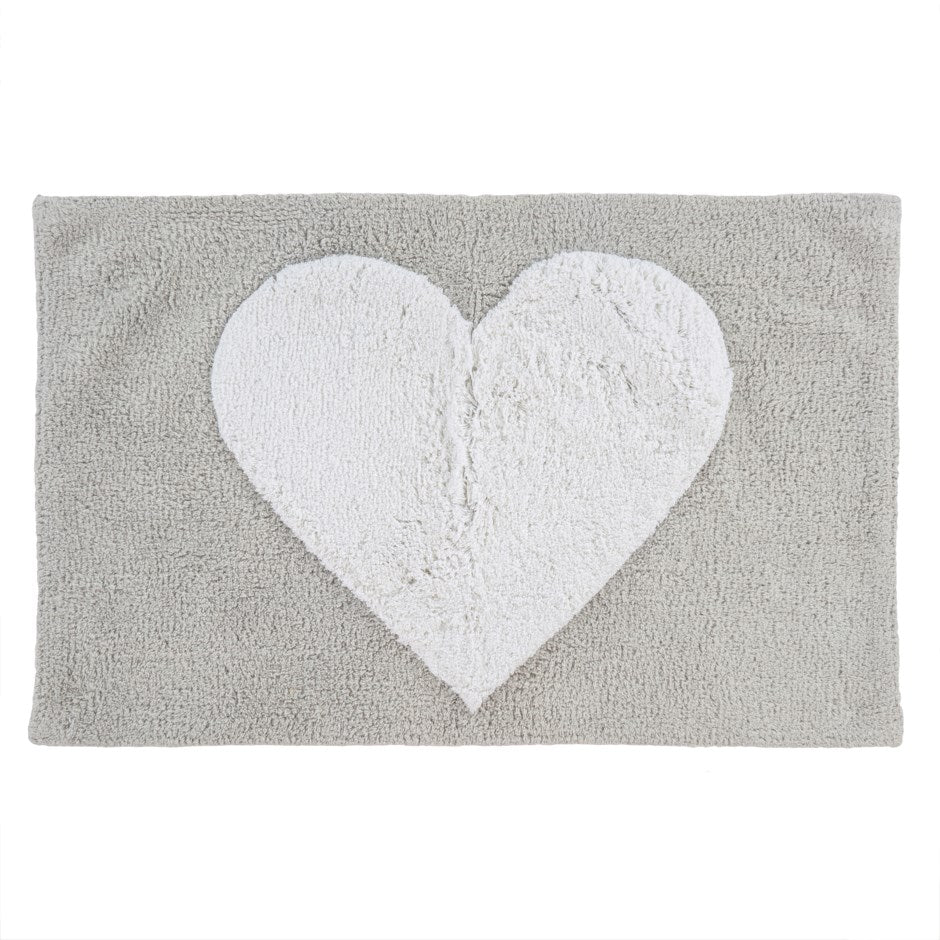 Heart Bath Mat Grey/White