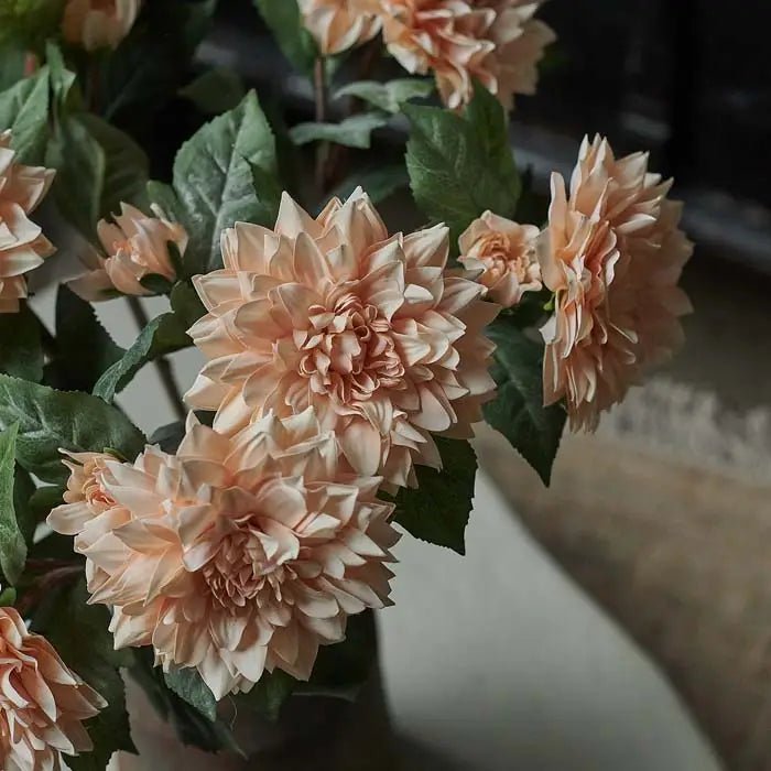 Real Touch Dahlia Peach Stem - Artificial Flower