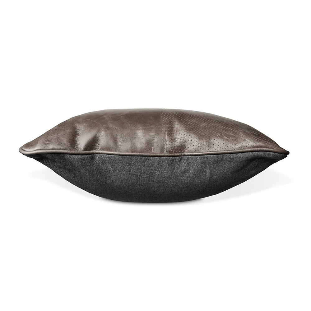 Duo Pillow, 20" x 20", Saddle Grey Leather/ Stockholm Graphite