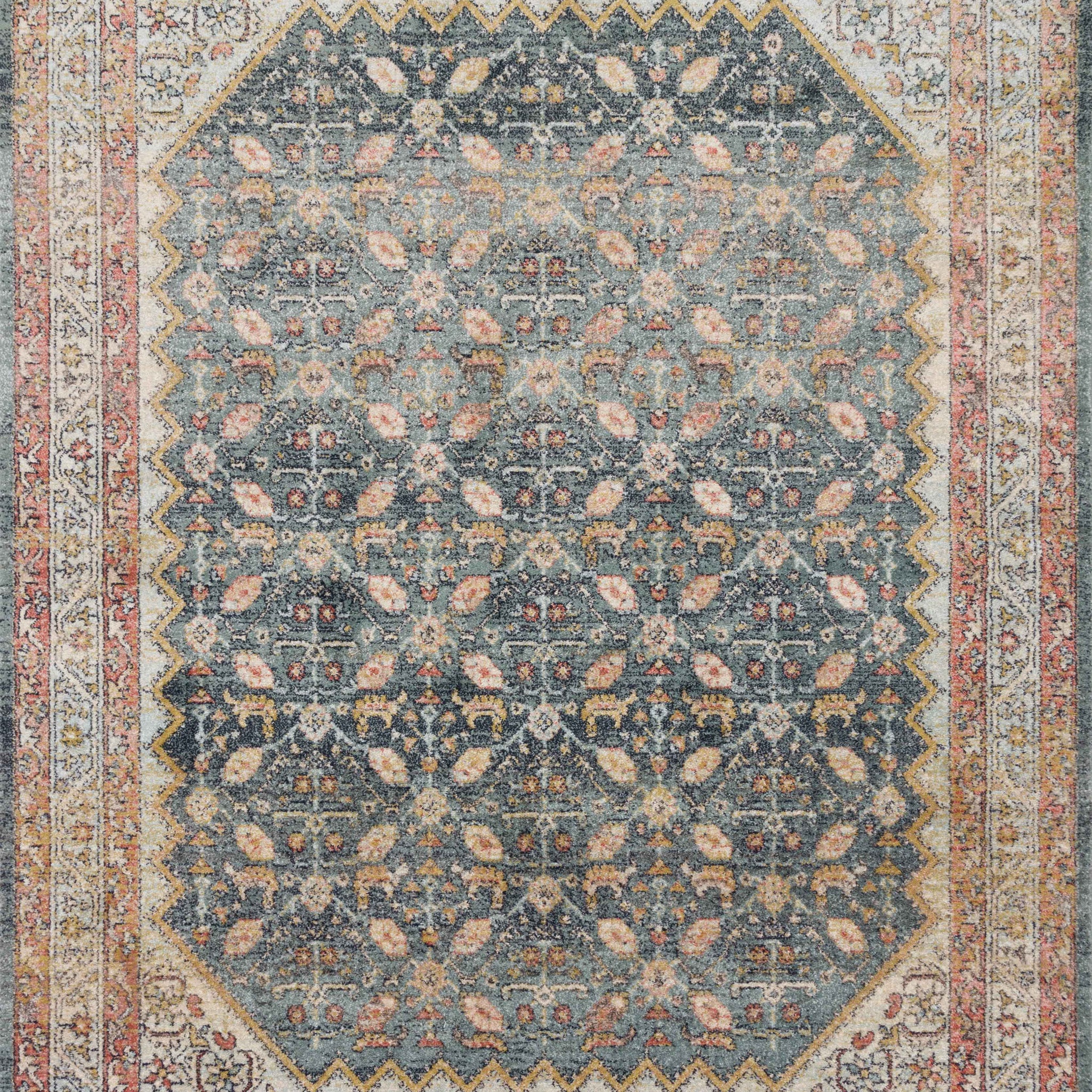 Magnolia Home By Joanna Gaines x Loloi Graham Blue / Persimmon 9'-6" x 12'-6" Area Rug