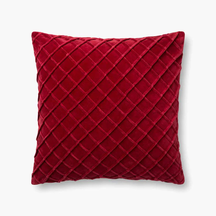 Red Crushed Velvet Square Cushion