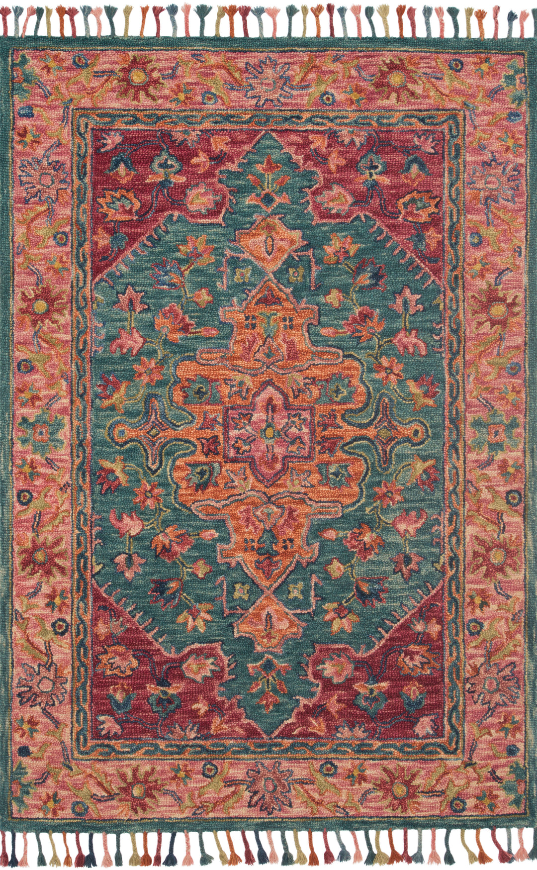 Loloi Zharah Teal / Berry 18" x 18" Sample Rug