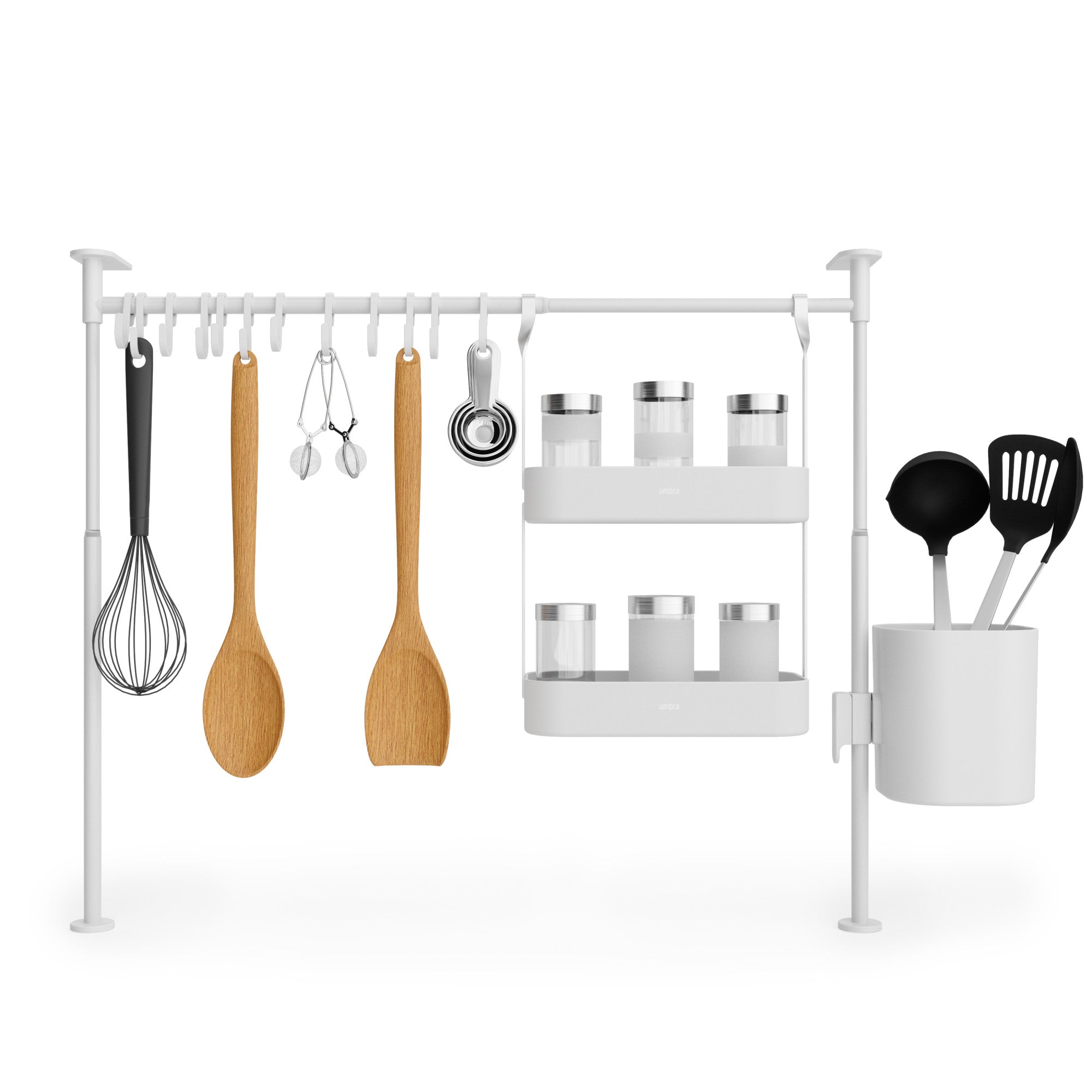 Kitchen Organization | color: White | size: Caddy & Tray & Hooks