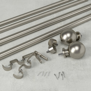 Double Curtain Rods | color: Eco-Friendly Nickel | size: 36-72"""" (91-183 cm) | diameter: 1 & 3/4"""" (4.44 cm) | Hover