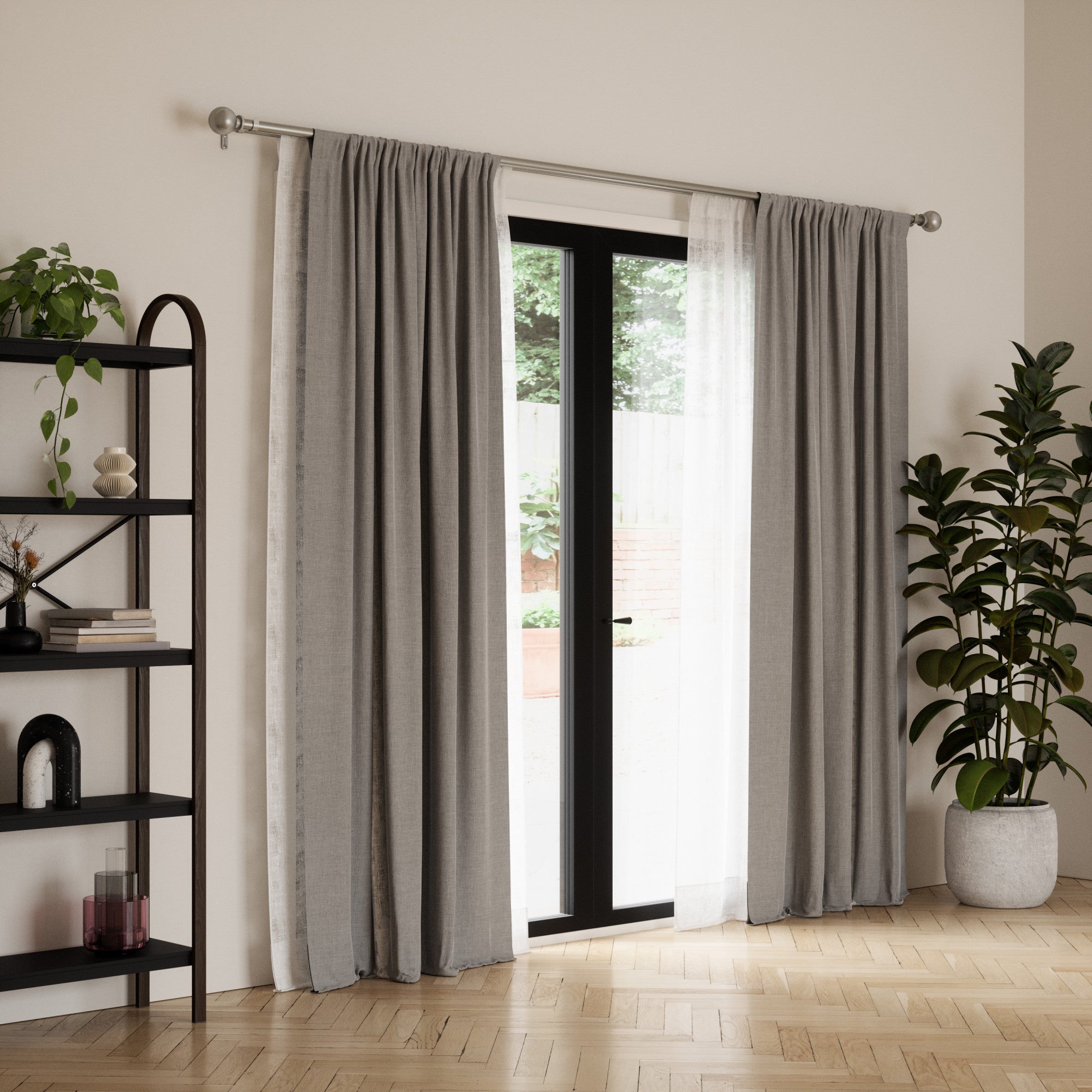 Double Curtain Rods | color: Eco-Friendly Nickel | size: 72-144"""" (183-366 cm) | diameter: 1 & 3/4"""" (4.44 cm)