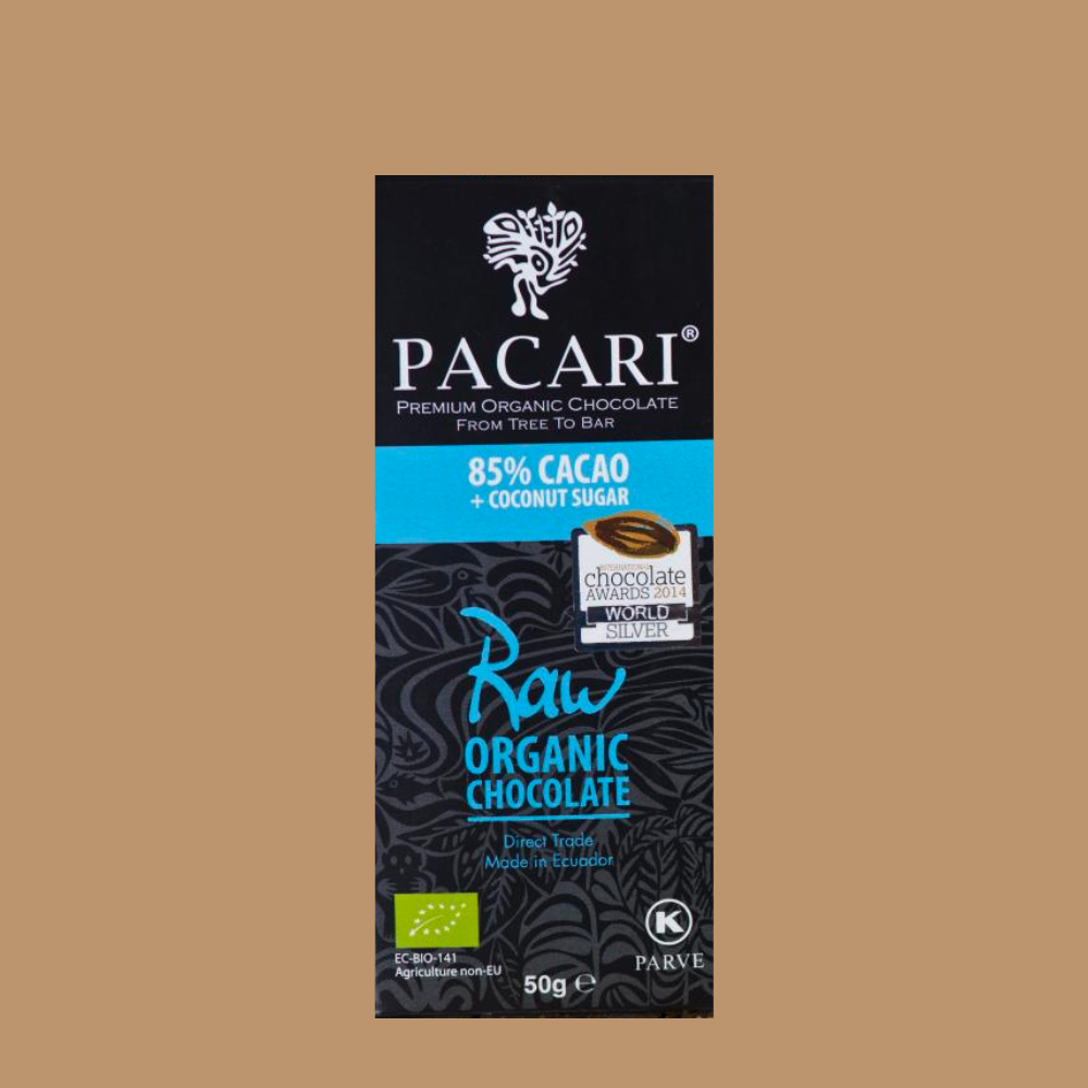 Vegan Dark Chocolate - Pacari - Raw 85% with Coconut Sugar