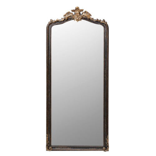Distressed Resin Framed Wall Mirror, Black & Gold