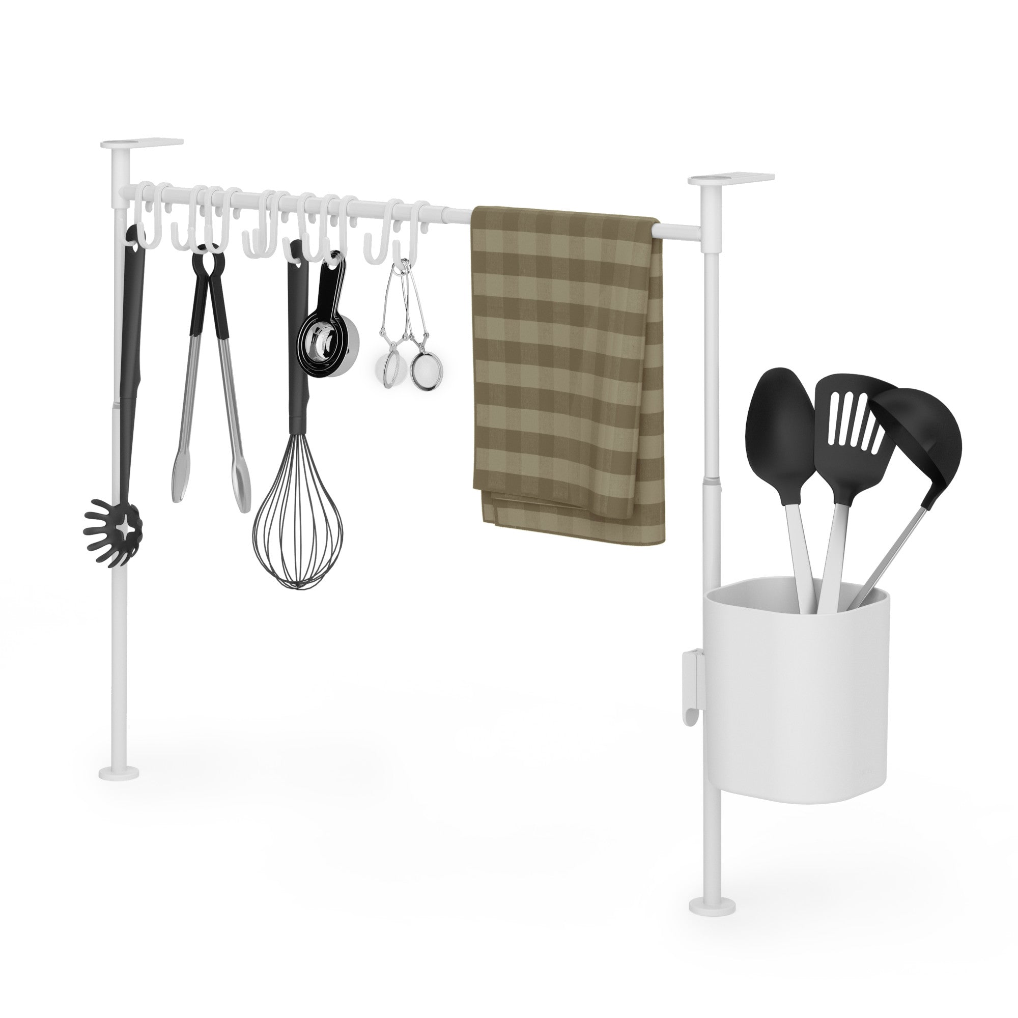 Kitchen Organization | color: White | size: Caddy & 12 Hooks