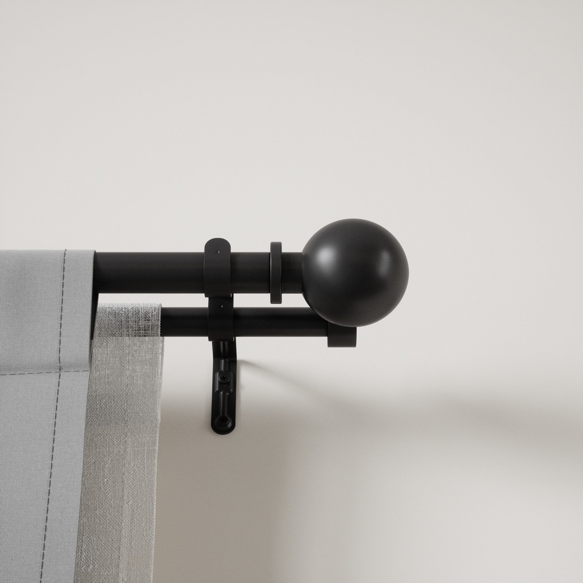 Double Curtain Rods | color: Matte-Black | size: 36-72"""" (91-183 cm) | diameter: 1"""" (2.5 cm)